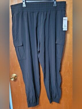 32 Degrees Women's Black Cargo Jogger Pants Size XXL NWT (1555)